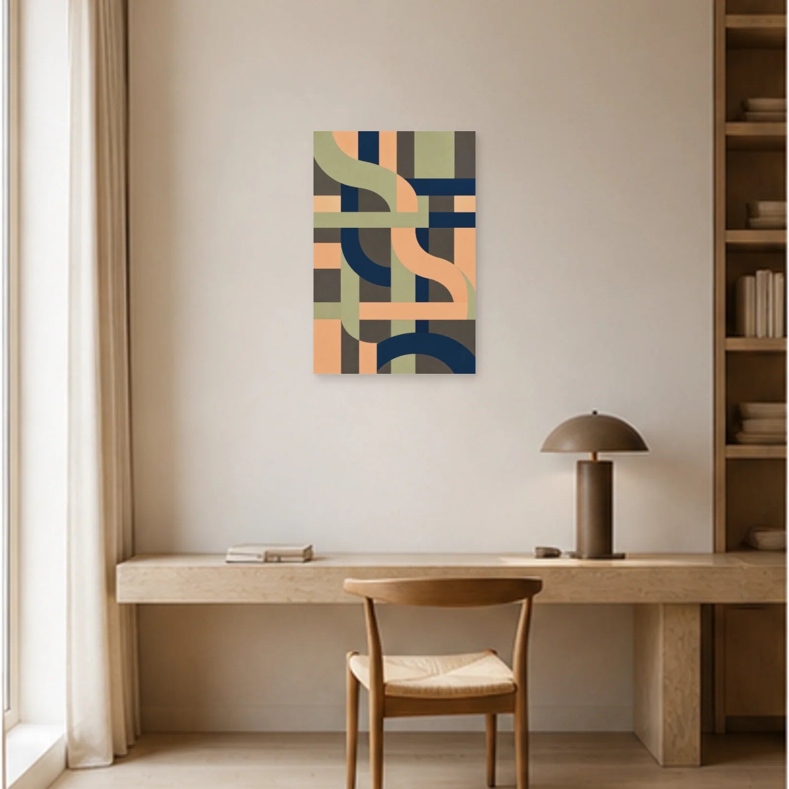 Affiche abstraite - Lignes tissées dans un bureau - Art Virtuoso