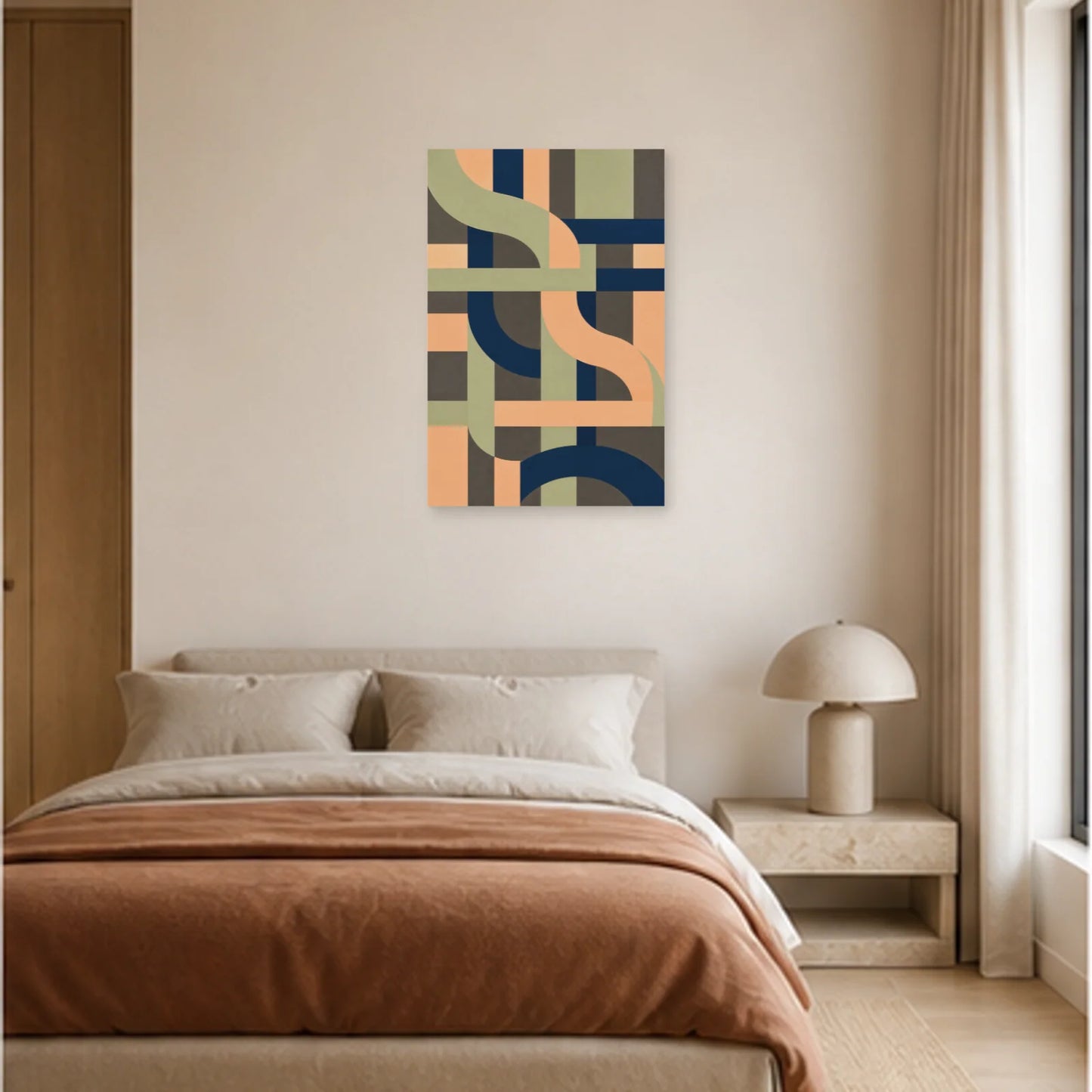 Affiche abstraite - Lignes tissées dans une chambre - Art Virtuoso