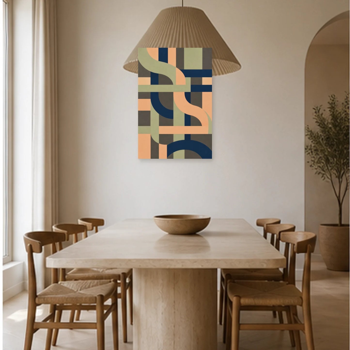 Affiche abstraite - Lignes tissées dans une salle à manger - Art Virtuoso