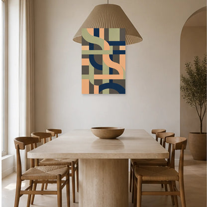 Affiche abstraite - Lignes tissées dans une salle à manger - Art Virtuoso