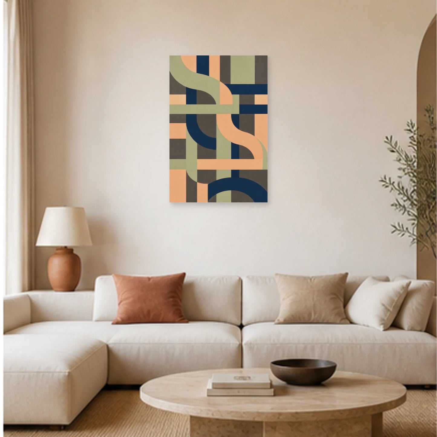 Affiche abstraite - Lignes tissées dans un salon - Art Virtuoso