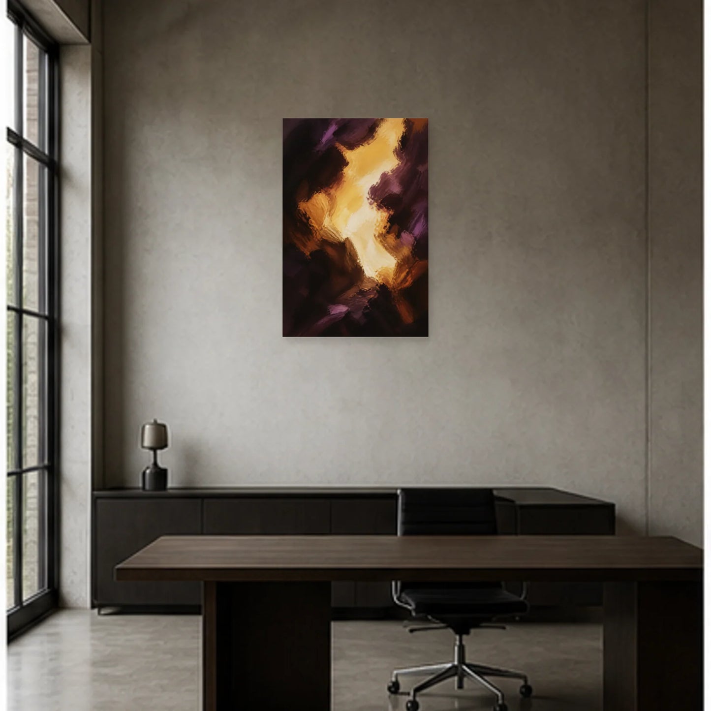 Affiche abstraite - Lumière dans la matière dans un bureau - Art Virtuoso
