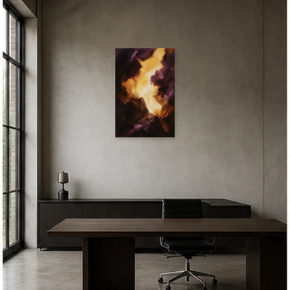 Affiche abstraite - Lumière dans la matière dans un bureau - Art Virtuoso
