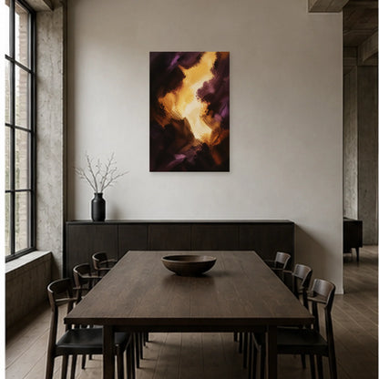 Affiche abstraite - Lumière dans la matière dans une salle à manger - Art Virtuoso