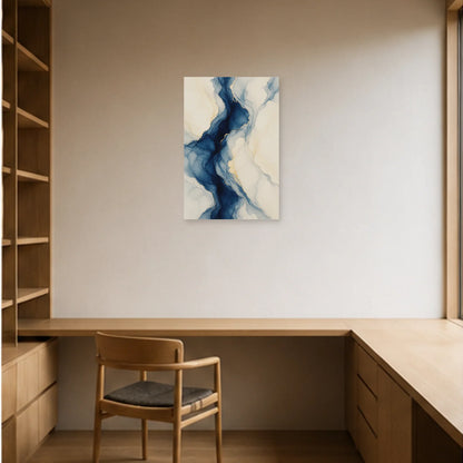 Affiche abstraite - Marbrure indigo dans un bureau - Art Virtuoso