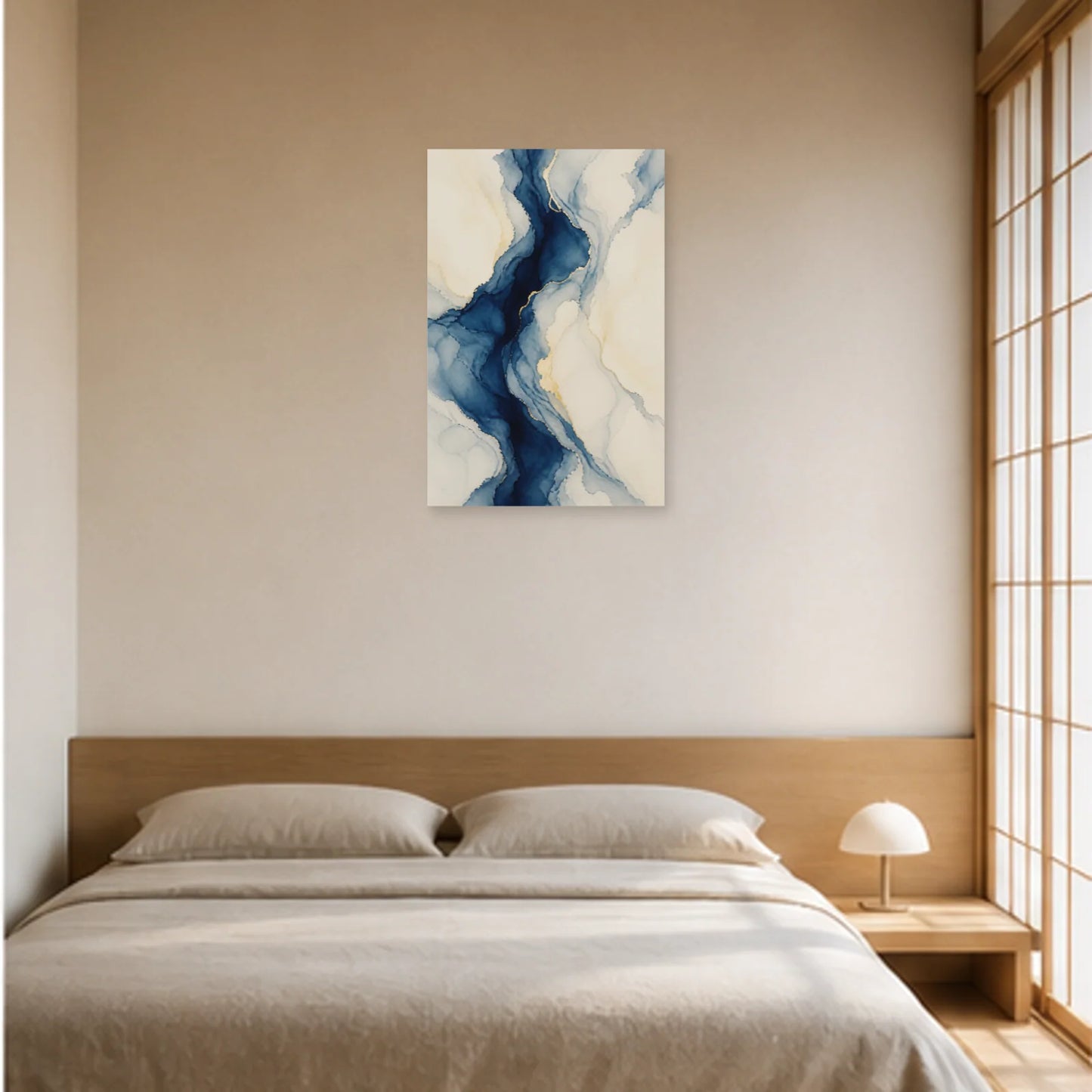 Affiche abstraite - Marbrure indigo dans une chambre - Art Virtuoso
