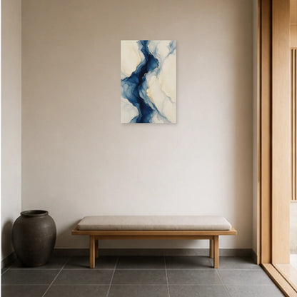 Affiche abstraite - Marbrure indigo dans une entrée ou un couloir - Art Virtuoso
