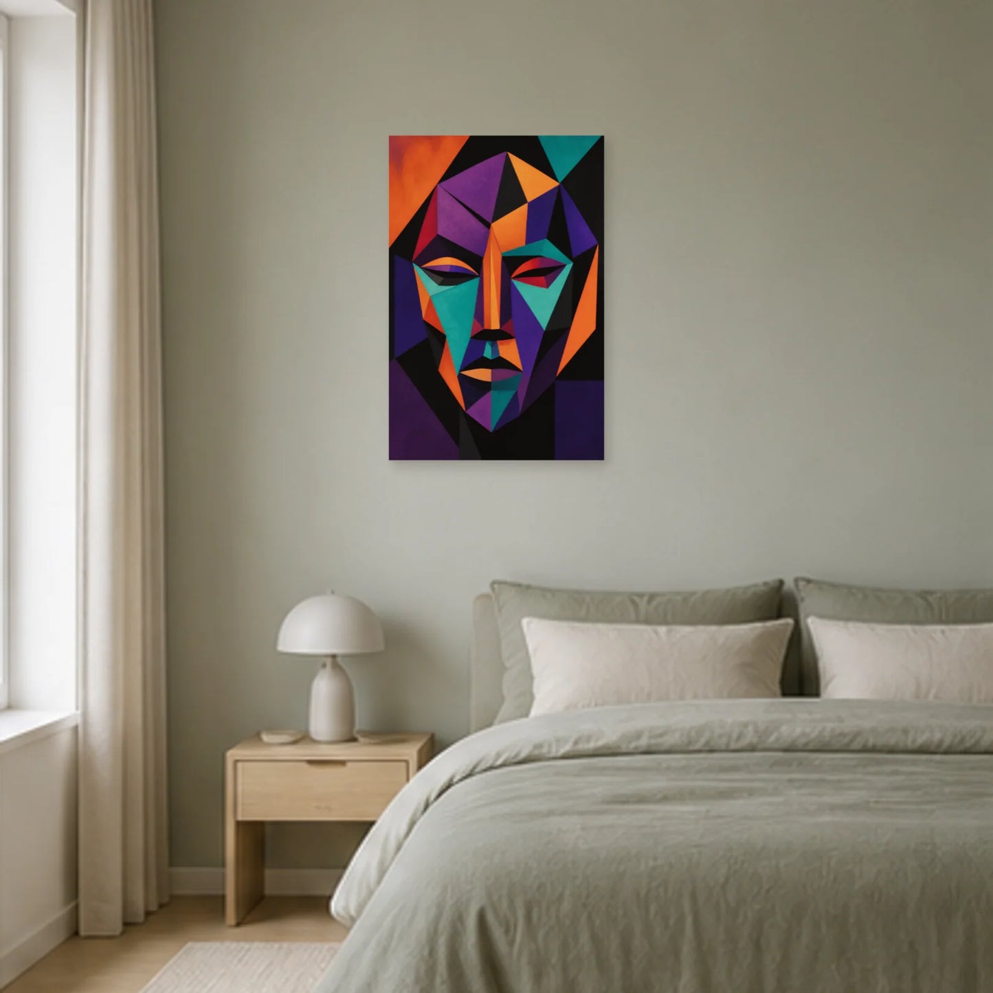 Affiche abstraite - Masque géométrique dans une chambre - Art Virtuoso