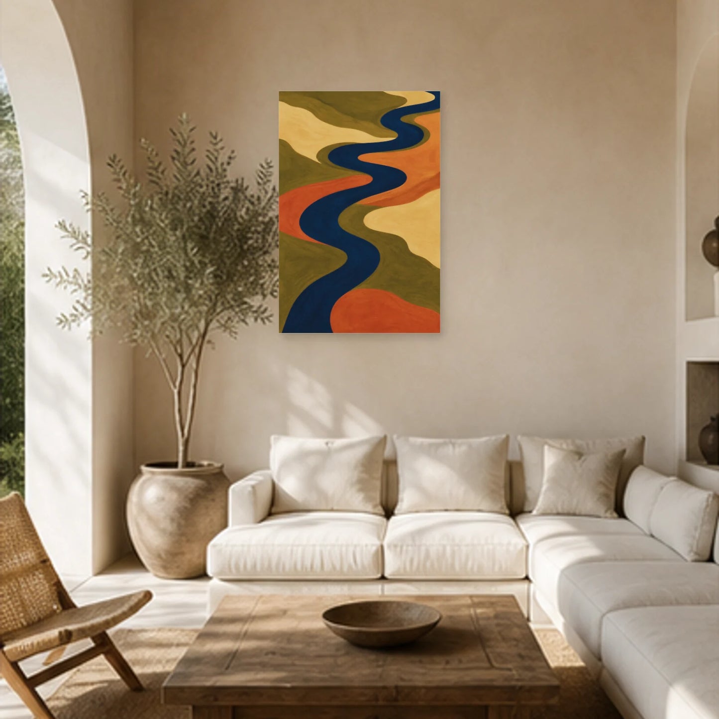 Affiche abstraite - Méandre aérien dans un salon - Art Virtuoso