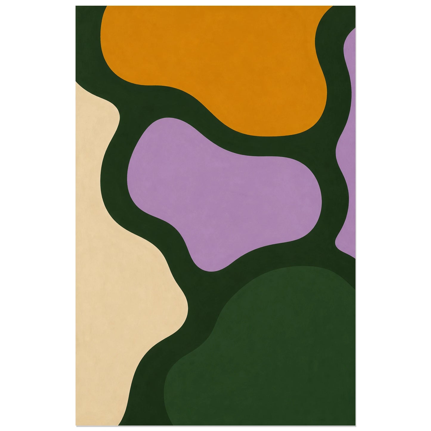 Affiche abstraite - Méandres organiques, abstraction organique en aplats mats verticale, format 30 × 45 cm