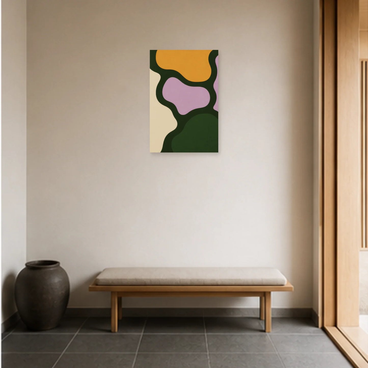 Affiche abstraite - Méandres organiques dans une entrée ou un couloir - Art Virtuoso