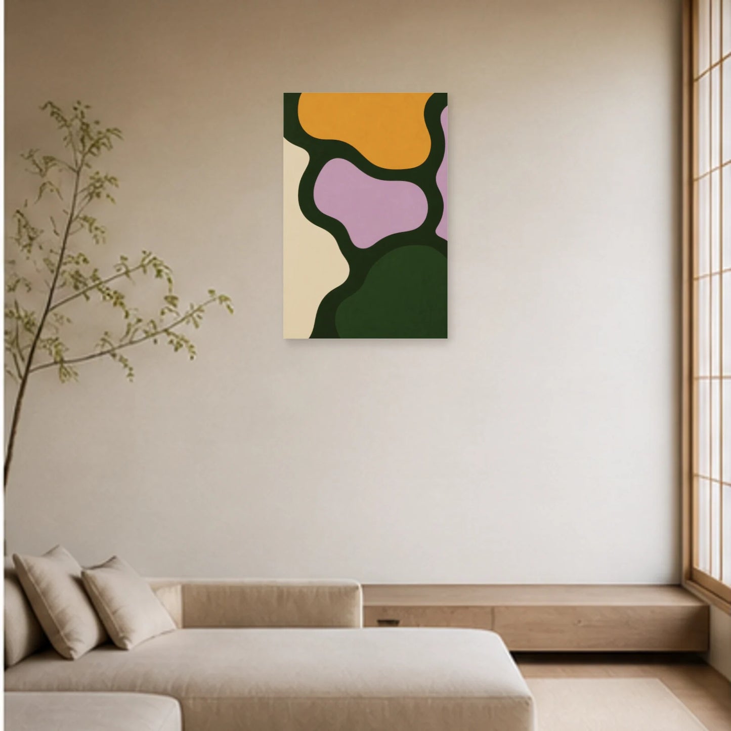 Affiche abstraite - Méandres organiques dans un salon - Art Virtuoso