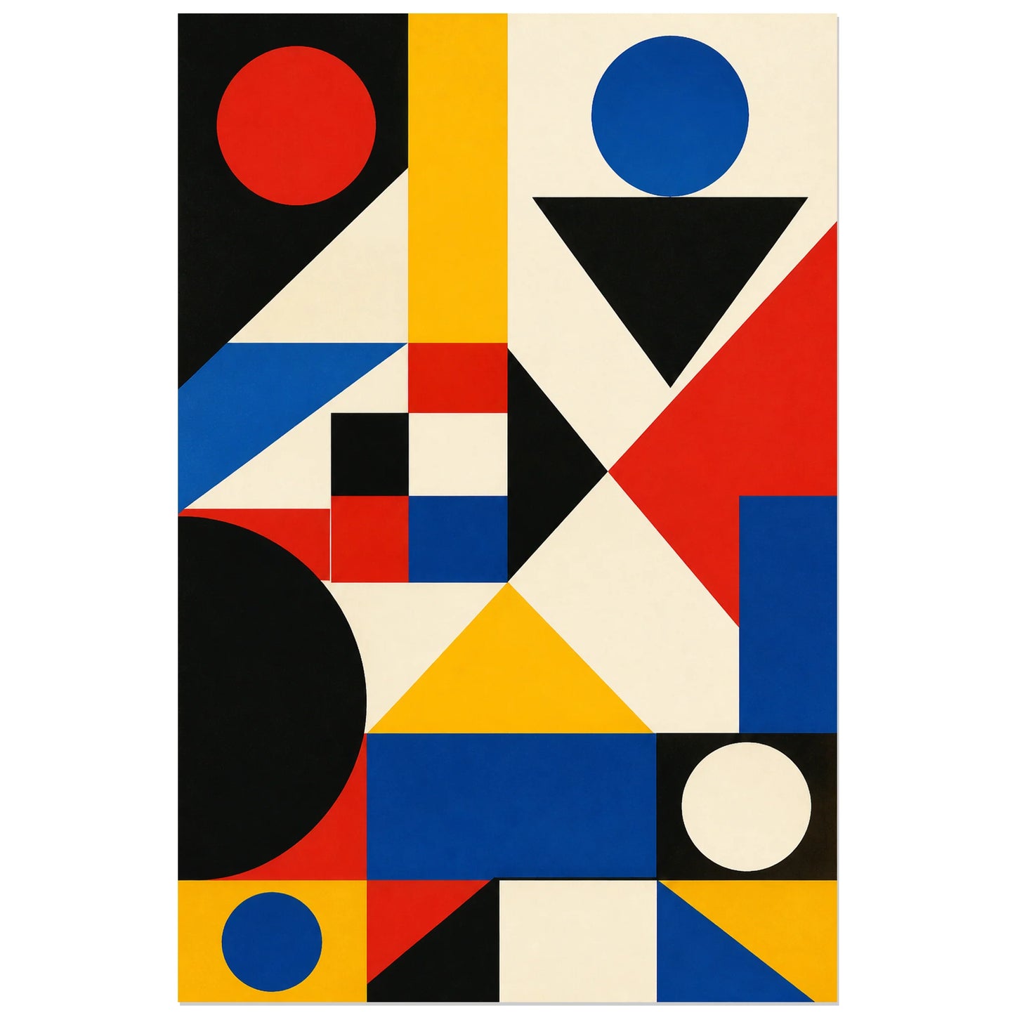 Affiche abstraite - Modules primaires, composition modulaire bauhaus verticale, format 60 × 90 cm