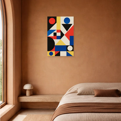 Affiche abstraite - Modules primaires dans une chambre - Art Virtuoso