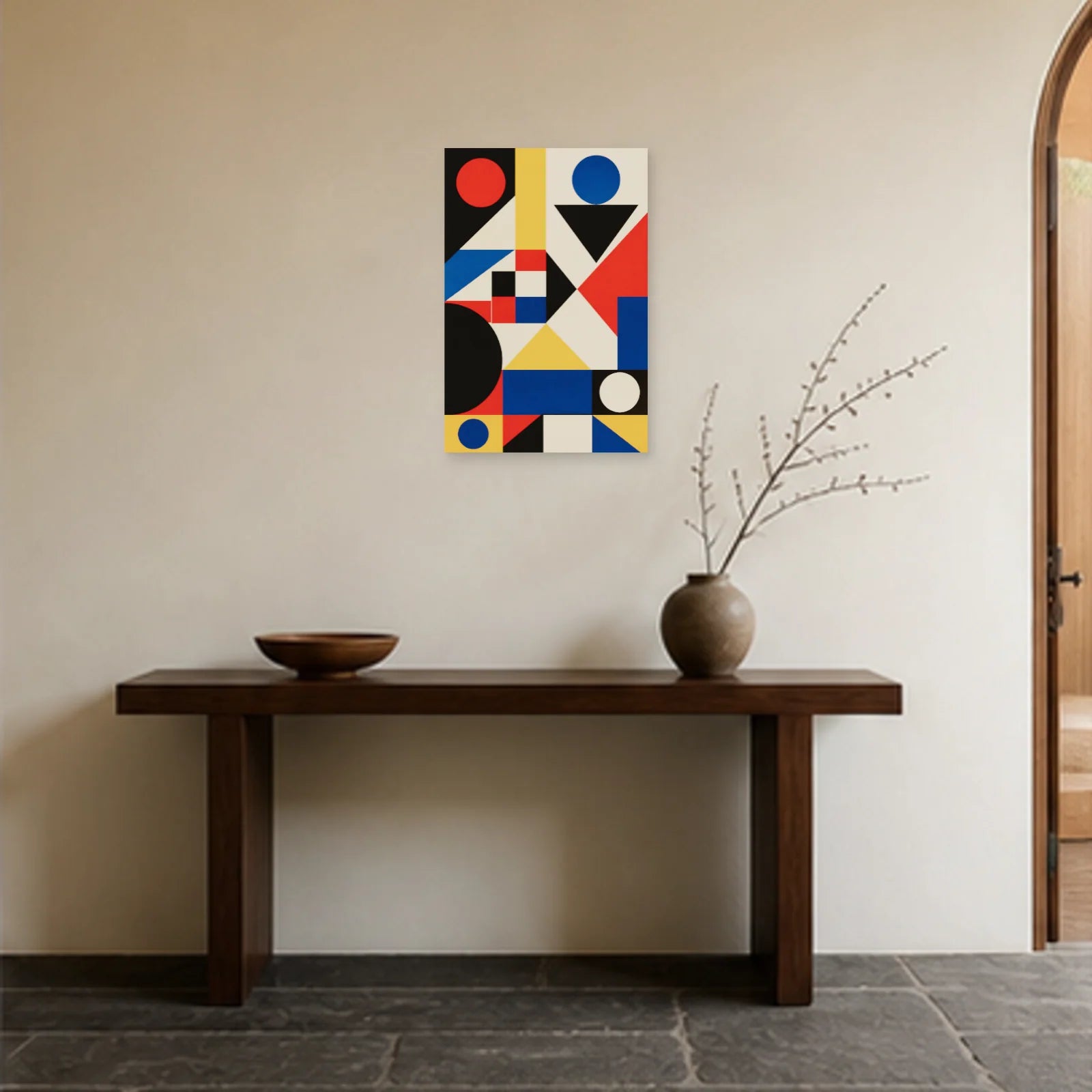 Affiche abstraite - Modules primaires dans une entrée ou un couloir - Art Virtuoso