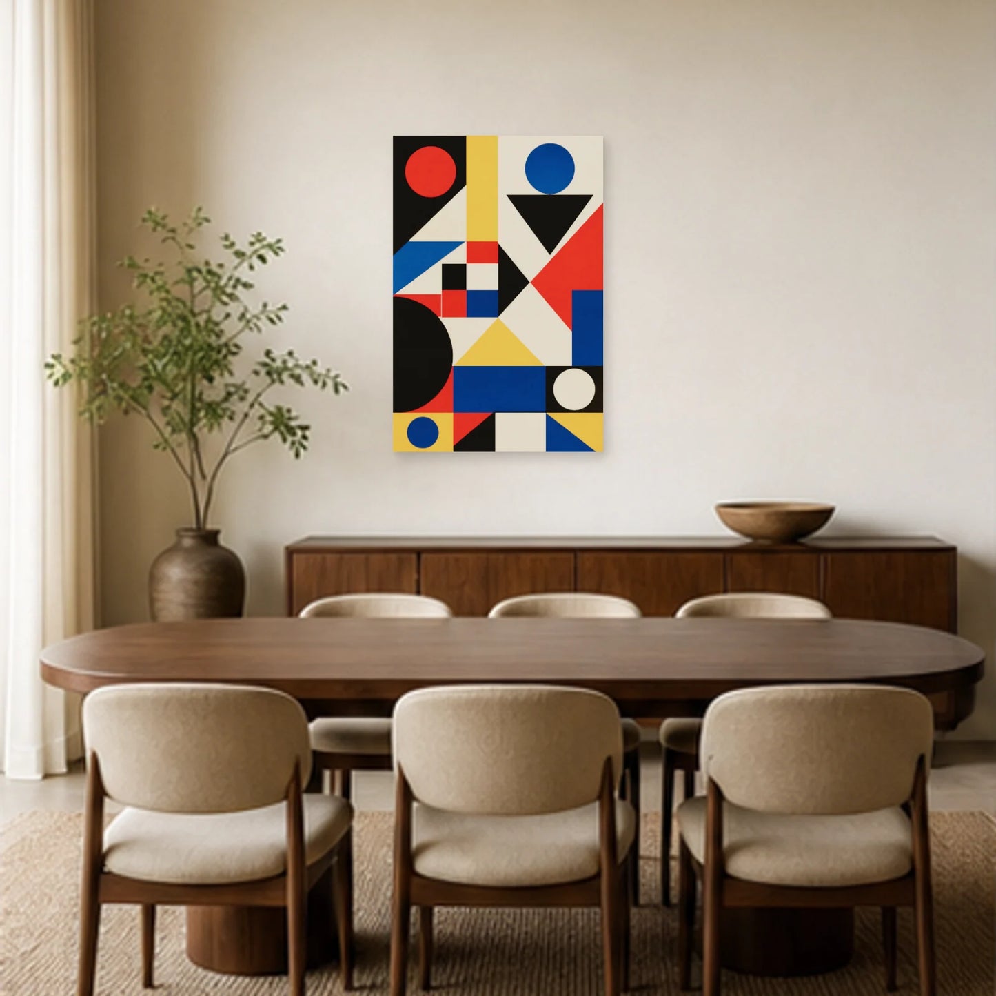 Affiche abstraite - Modules primaires dans une salle à manger - Art Virtuoso