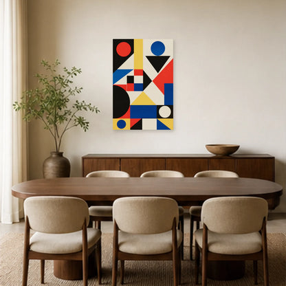 Affiche abstraite - Modules primaires dans une salle à manger - Art Virtuoso