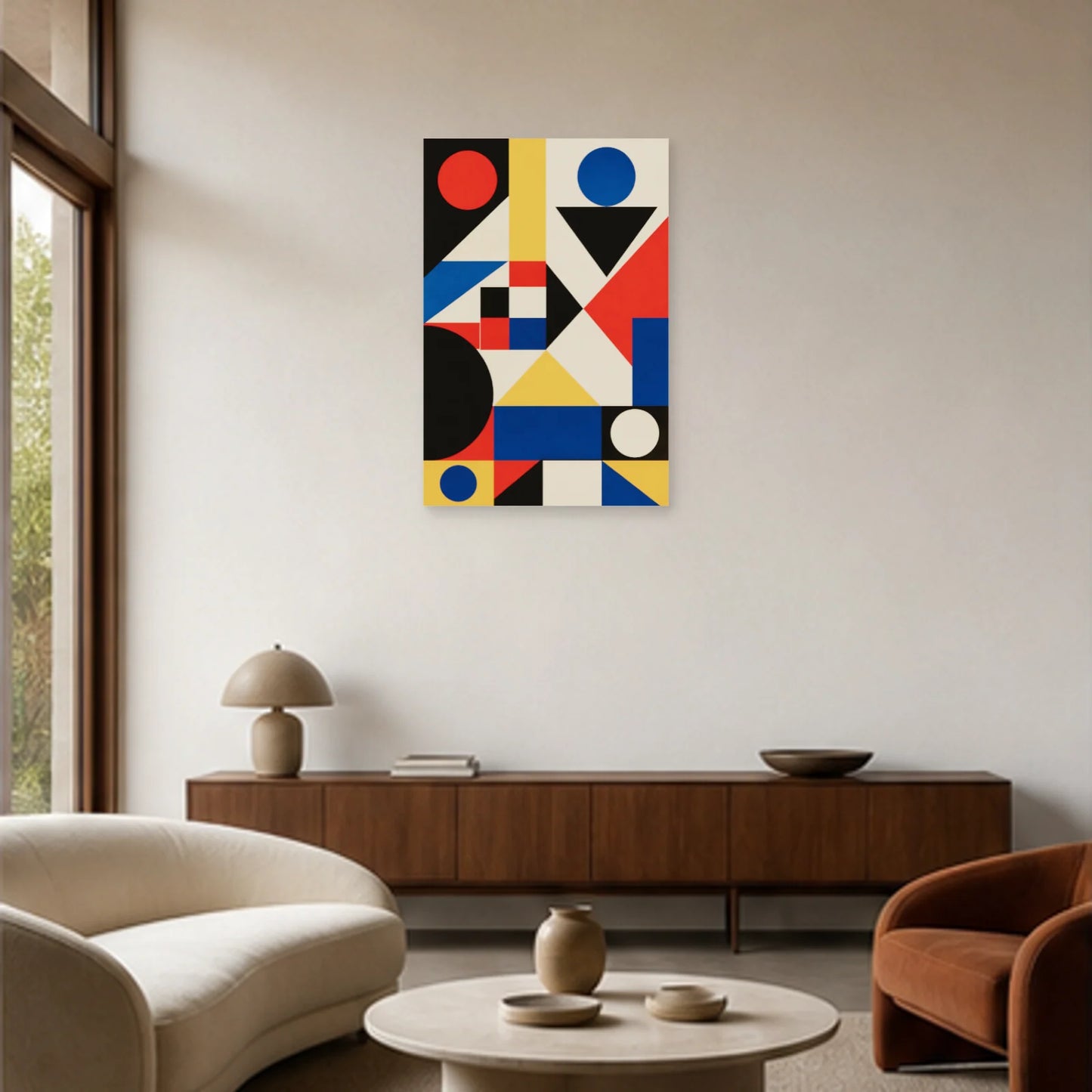 Affiche abstraite - Modules primaires dans un salon - Art Virtuoso