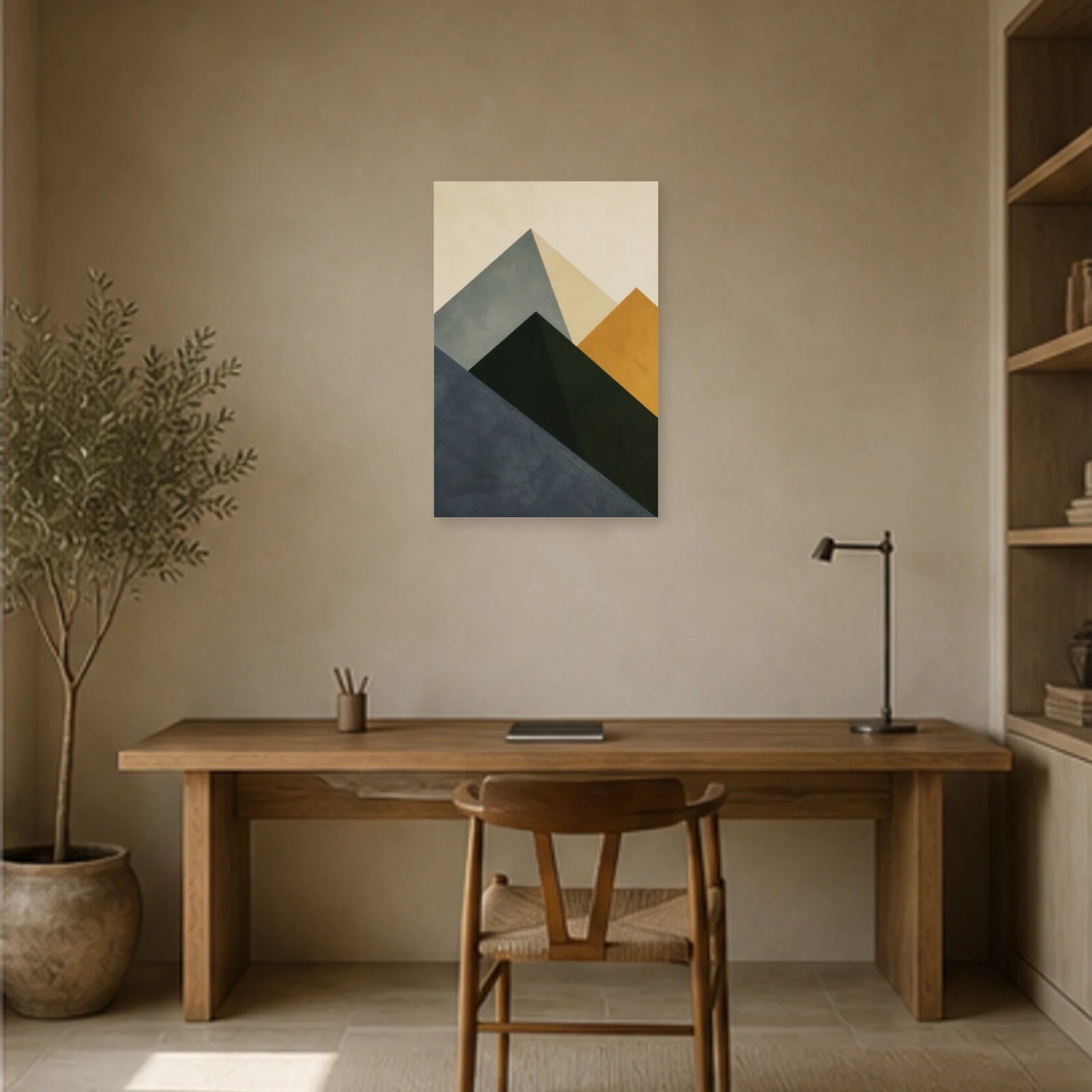 Affiche abstraite - Montagnes en plans dans un bureau - Art Virtuoso