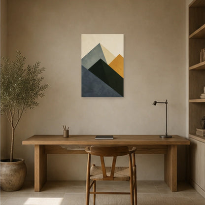 Affiche abstraite - Montagnes en plans dans un bureau - Art Virtuoso