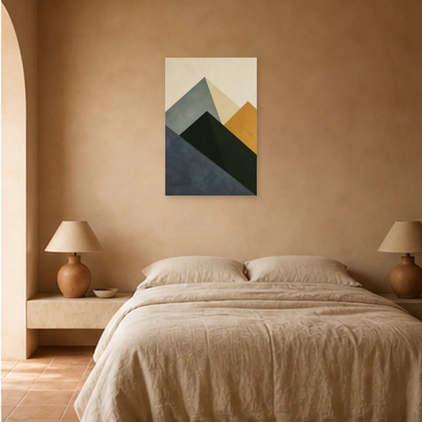 Affiche abstraite - Montagnes en plans dans une chambre - Art Virtuoso