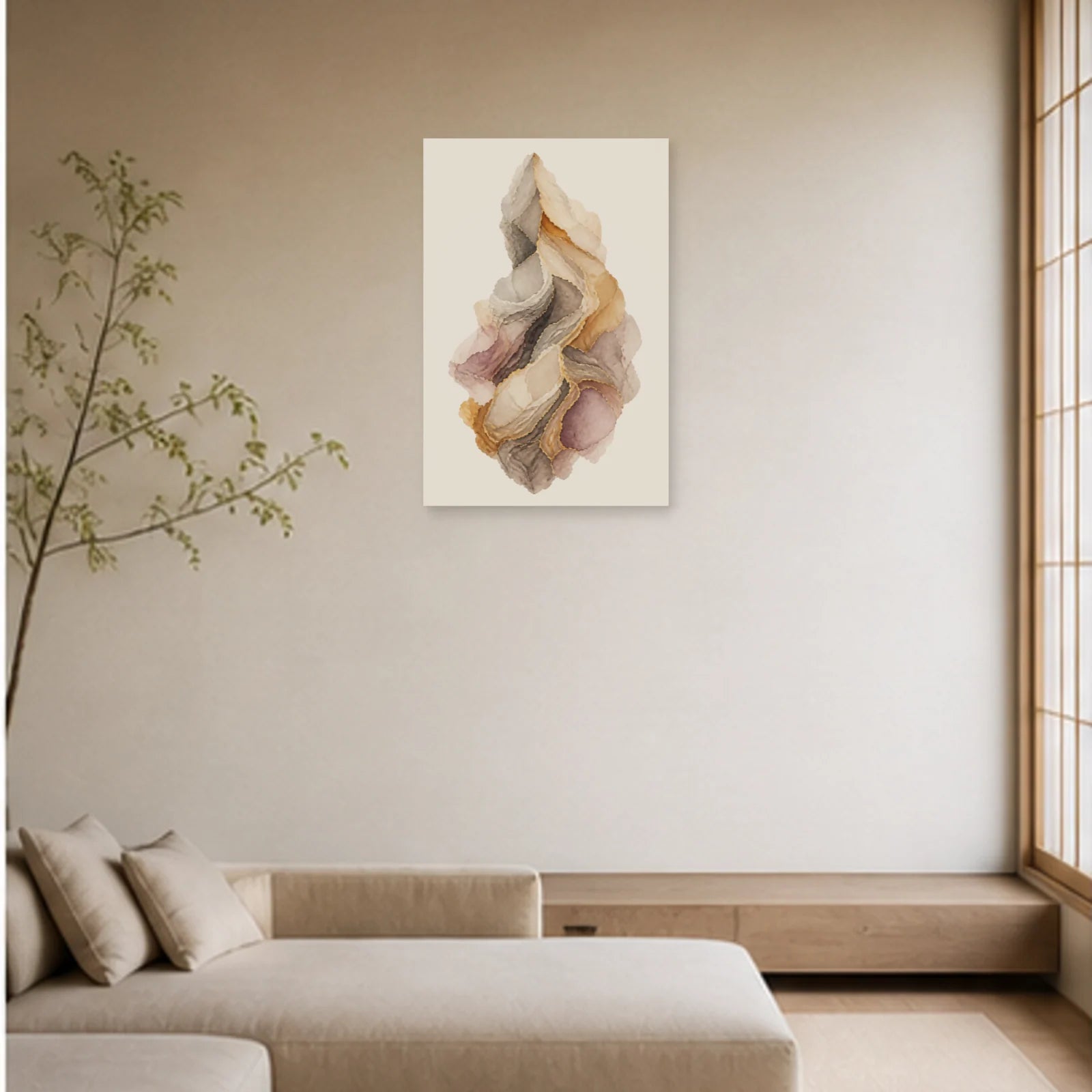 Affiche abstraite - Nuage minéral dans un salon - Art Virtuoso