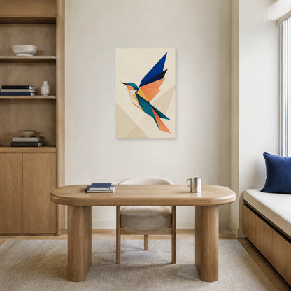 Affiche Oiseau origami abstrait dans un bureau - Art Virtuoso