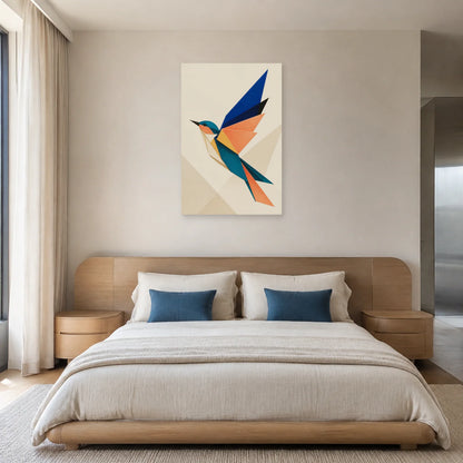 Affiche Oiseau origami abstrait dans une chambre - Art Virtuoso