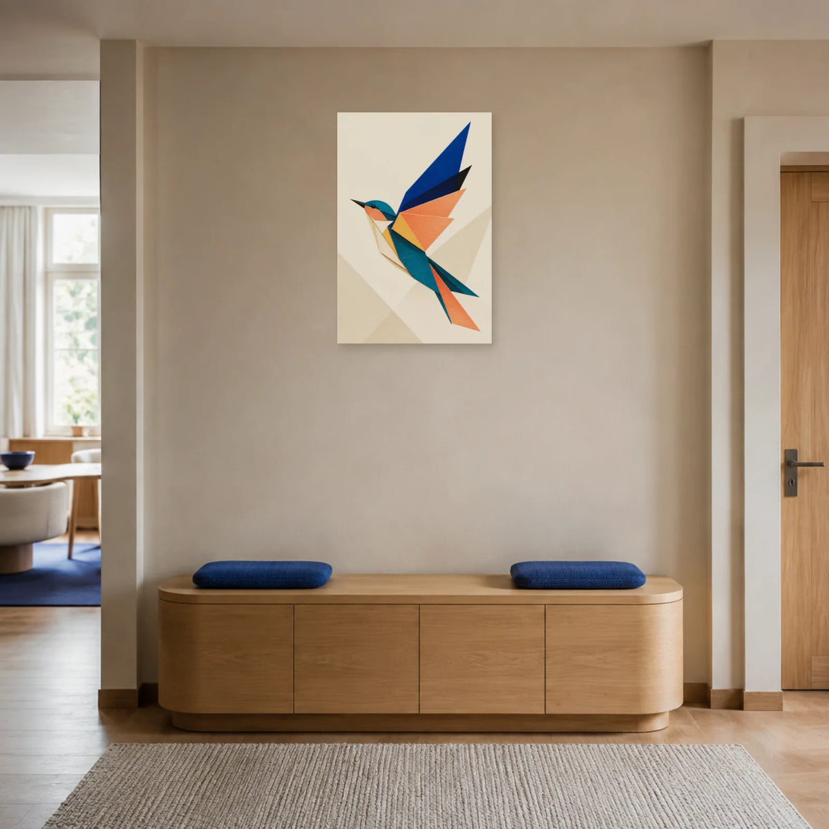 Affiche Oiseau origami abstrait dans une entrée ou un couloir - Art Virtuoso