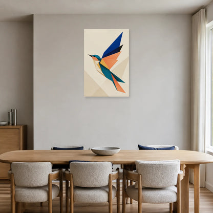 Affiche Oiseau origami abstrait dans une salle à manger - Art Virtuoso