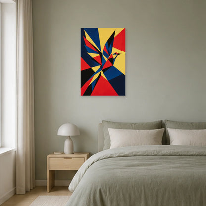 Affiche abstraite - Oiseau prismatique dans une chambre - Art Virtuoso