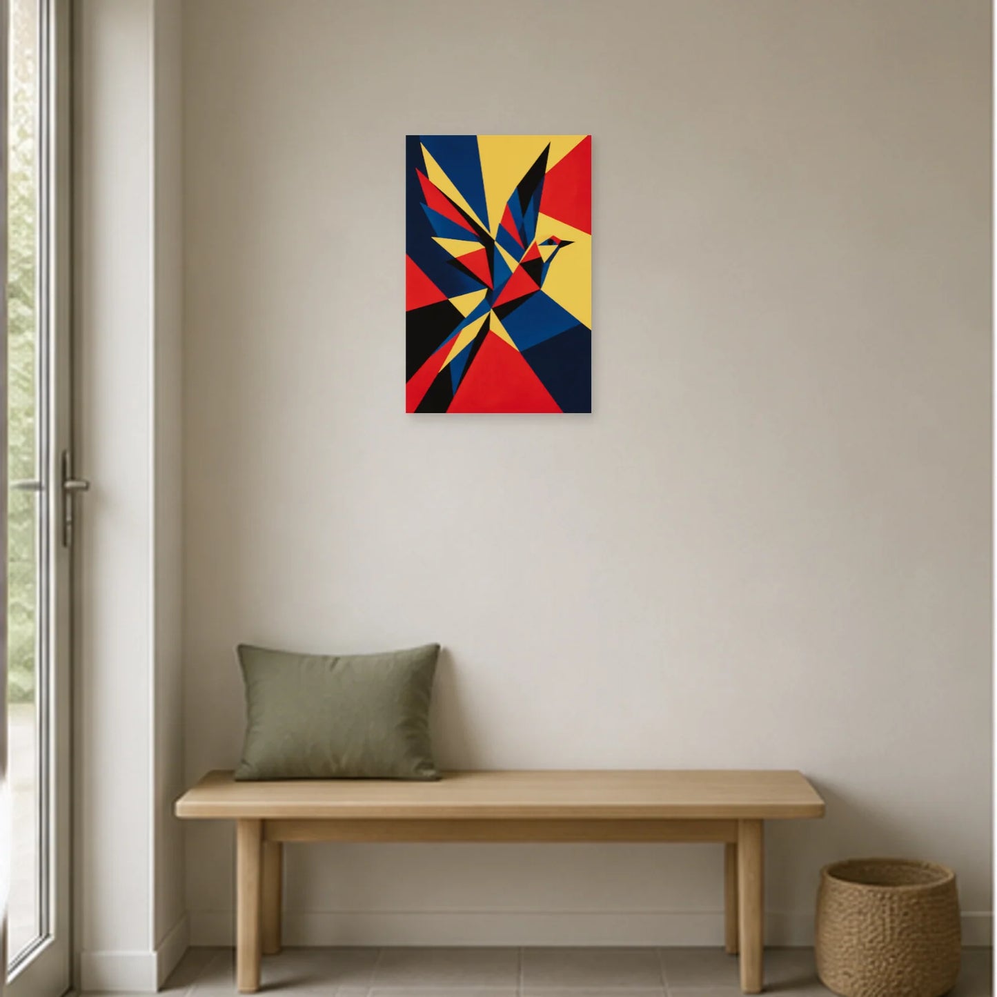 Affiche abstraite - Oiseau prismatique dans une entrée ou un couloir - Art Virtuoso
