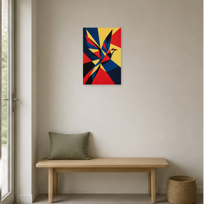 Affiche abstraite - Oiseau prismatique dans une entrée ou un couloir - Art Virtuoso