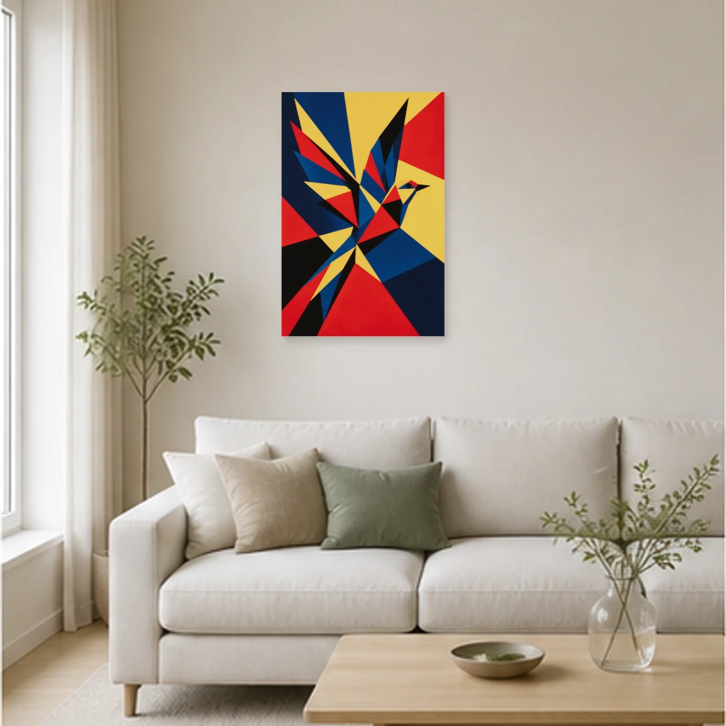 Affiche abstraite - Oiseau prismatique dans un salon - Art Virtuoso
