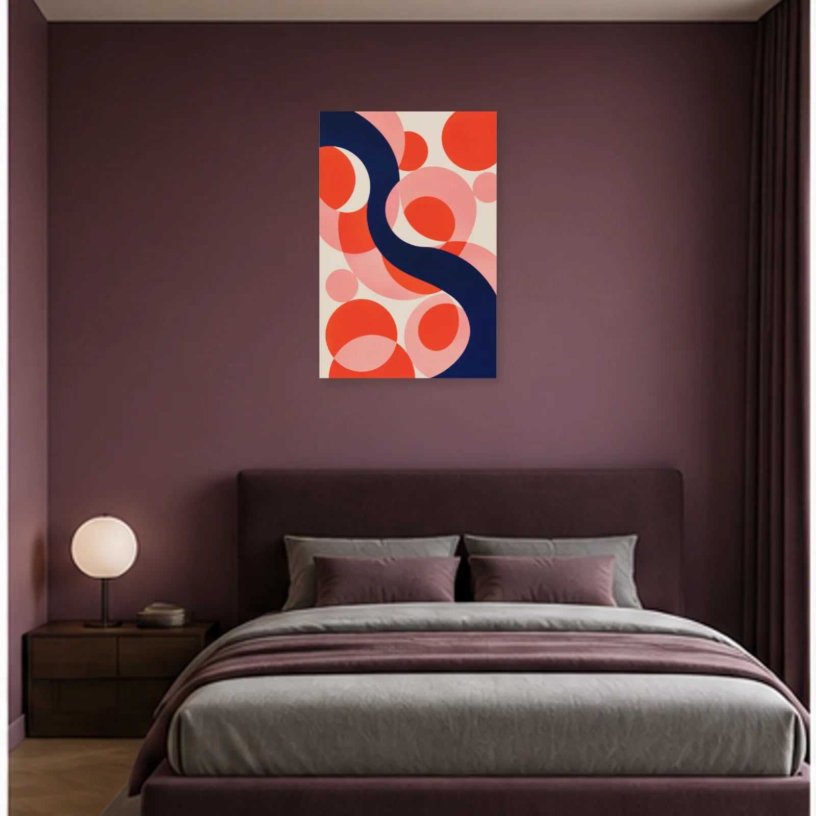 Affiche abstraite - Onde rouge dans une chambre - Art Virtuoso
