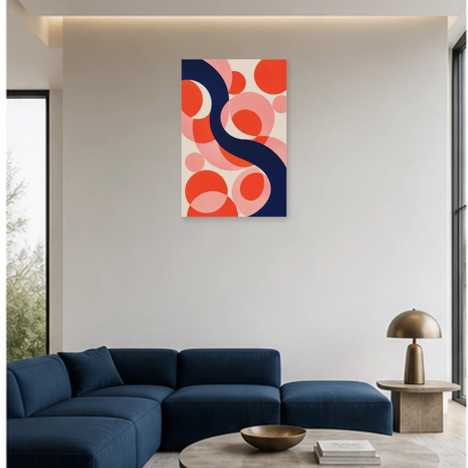 Affiche abstraite - Onde rouge dans un salon - Art Virtuoso