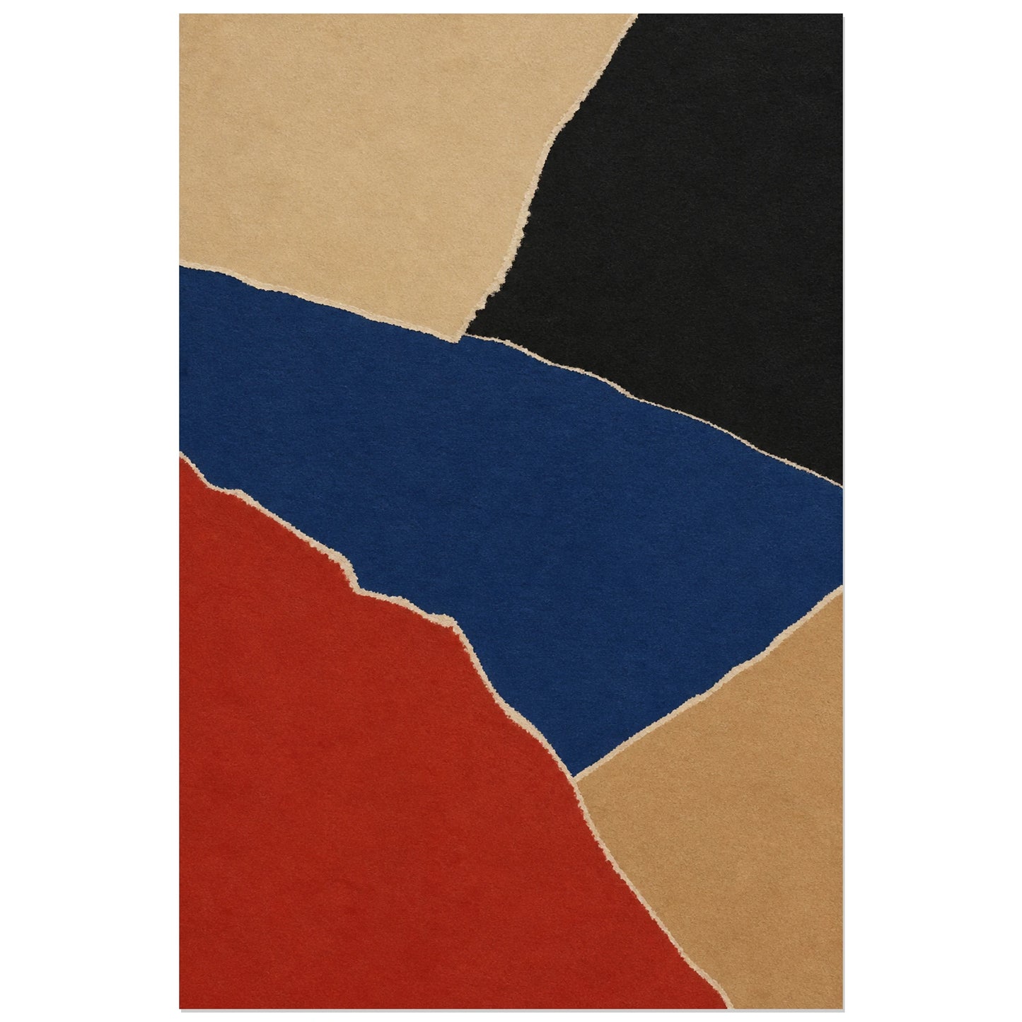 Affiche abstraite - Papiers déchirés, collage abstrait de papiers dechires verticale, format 30 × 45 cm