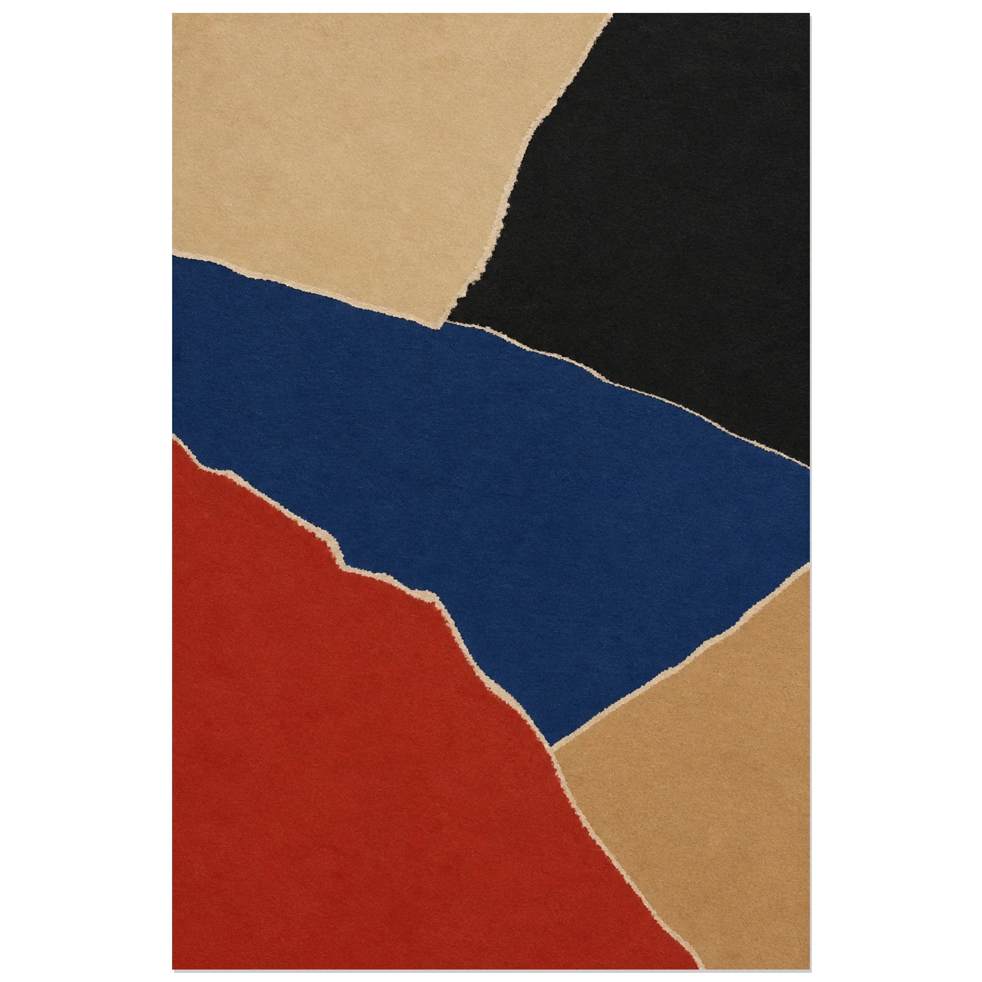 Affiche abstraite - Papiers déchirés, collage abstrait de papiers dechires verticale, format 30 × 45 cm