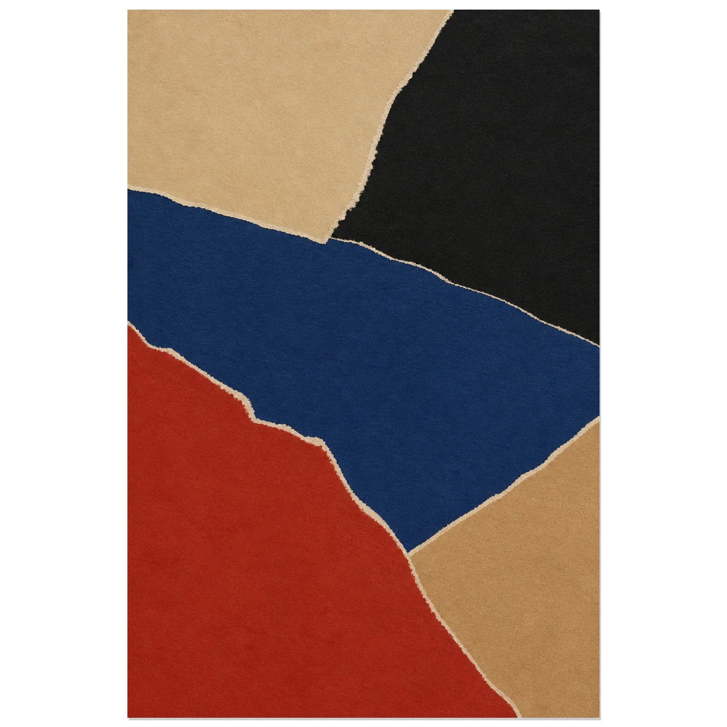 Affiche abstraite - Papiers déchirés, collage abstrait de papiers dechires verticale, format 60 × 90 cm