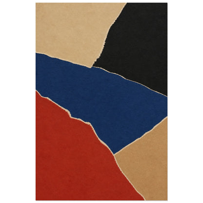Affiche abstraite - Papiers déchirés, collage abstrait de papiers dechires verticale, format 60 × 90 cm