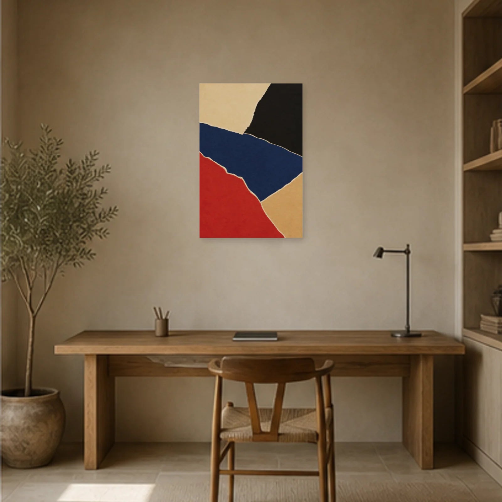 Affiche abstraite - Papiers déchirés dans un bureau - Art Virtuoso