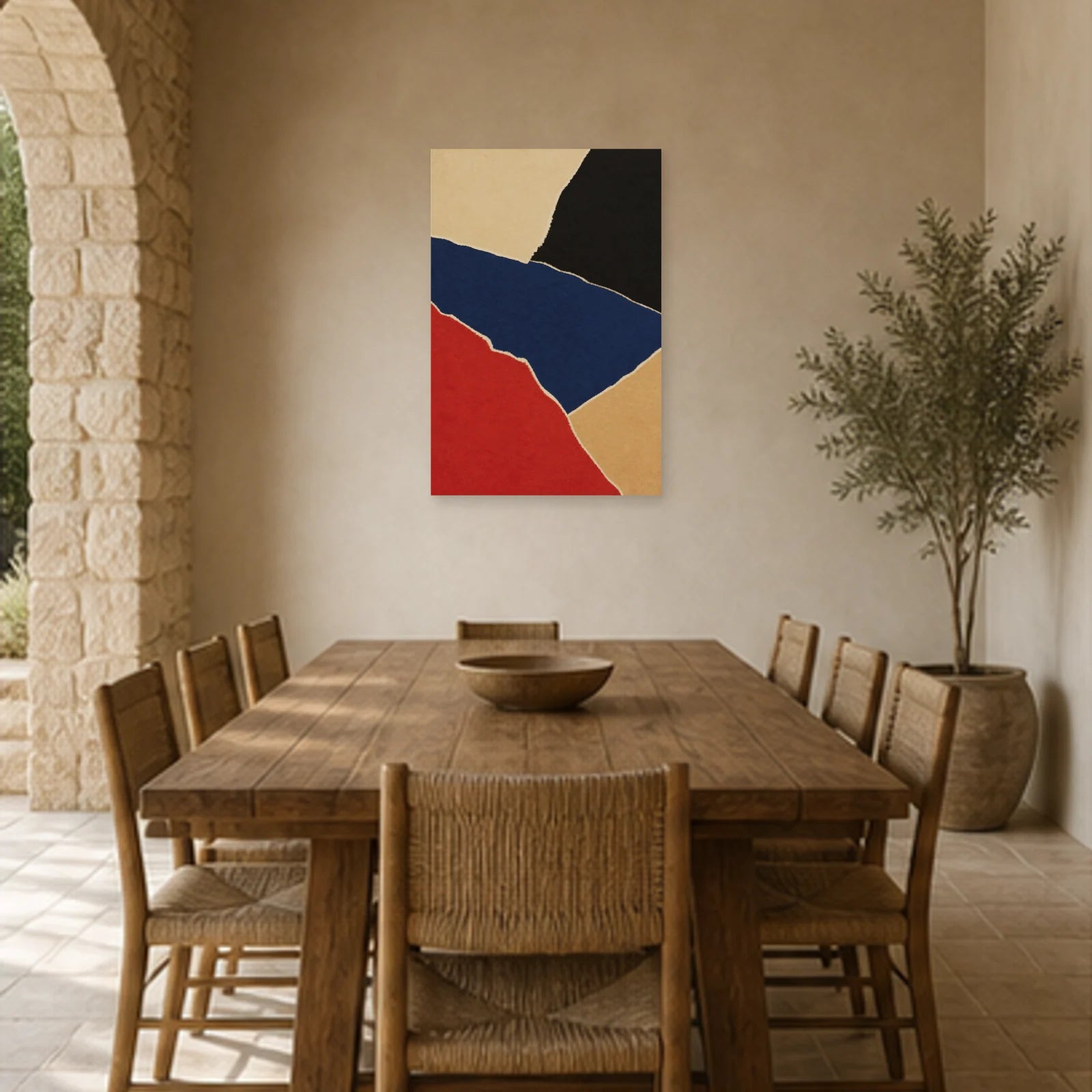 Affiche abstraite - Papiers déchirés dans une salle à manger - Art Virtuoso