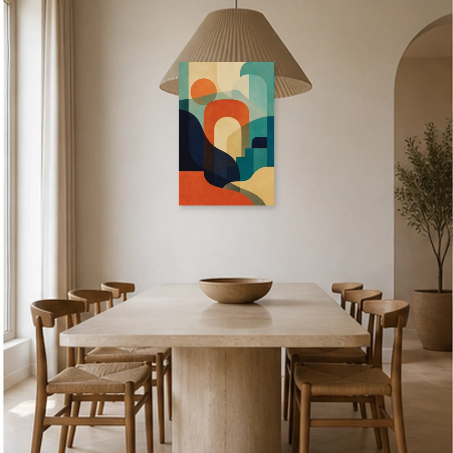 Affiche abstraite - Plans superposés dans une salle à manger - Art Virtuoso