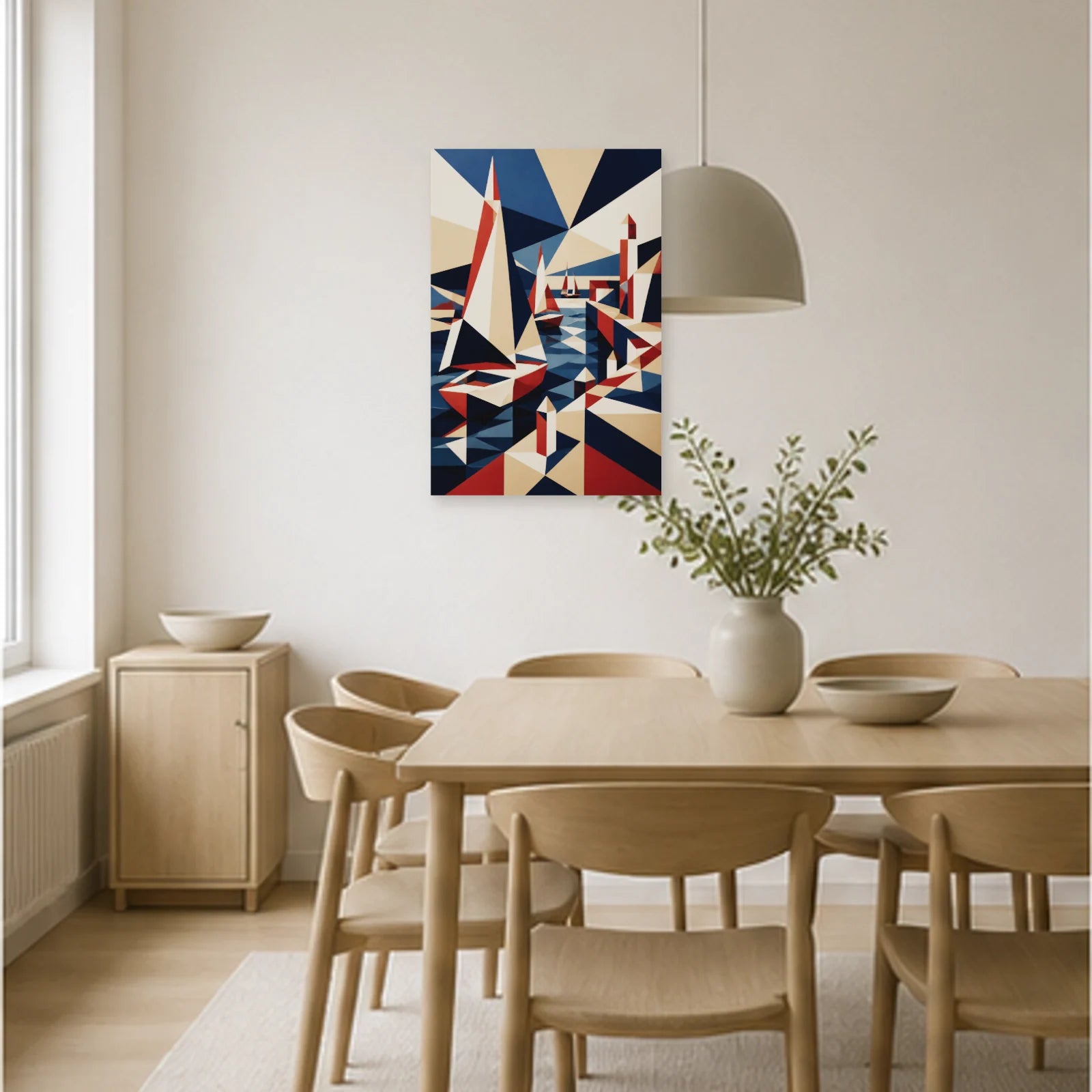 Affiche abstraite - Port aux facettes dans une salle à manger - Art Virtuoso