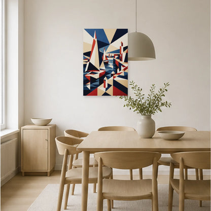 Affiche abstraite - Port aux facettes dans une salle à manger - Art Virtuoso