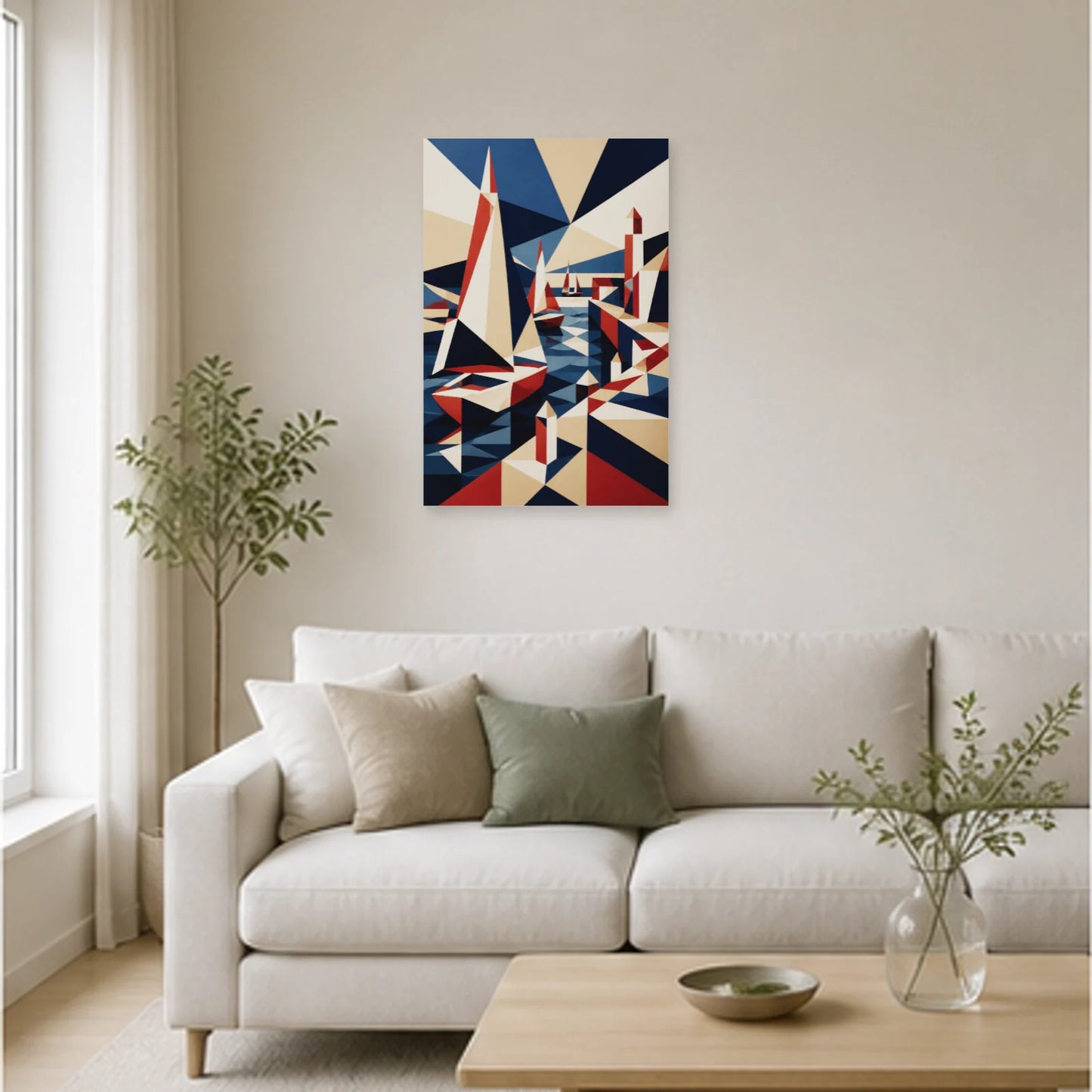 Affiche abstraite - Port aux facettes dans un salon - Art Virtuoso