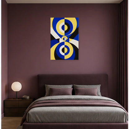 Affiche abstraite - Prisme bleu jaune dans une chambre - Art Virtuoso