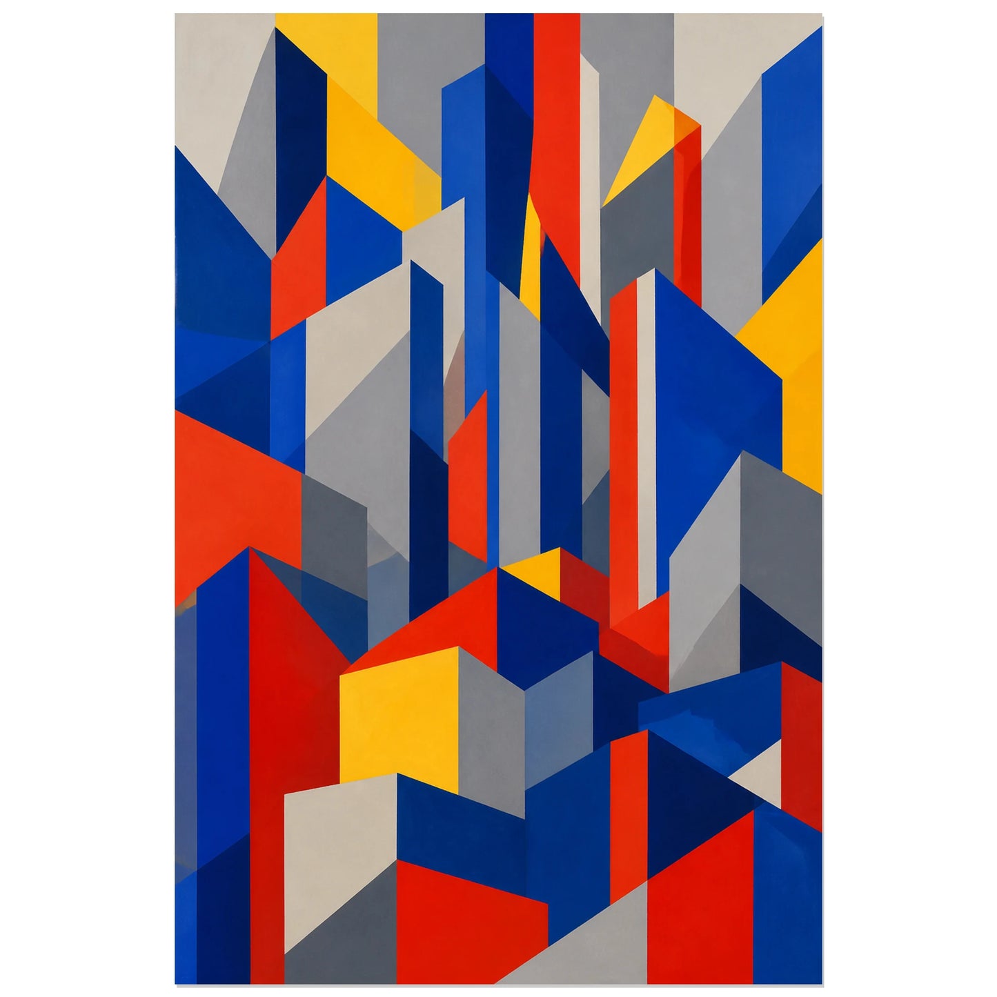Affiche abstraite - Prisme urbain, architecture cubiste prismatique verticale, format 40 × 60 cm