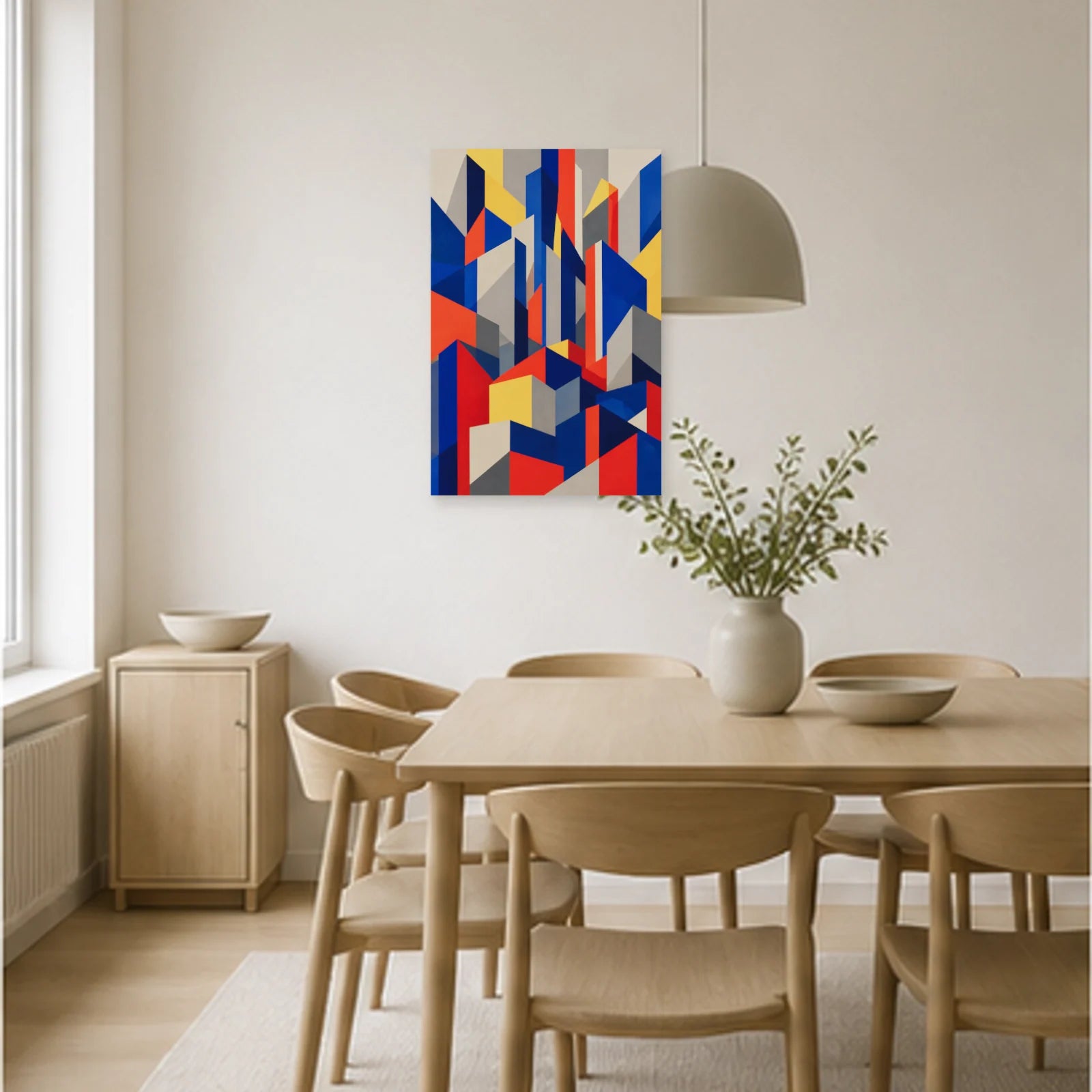 Affiche abstraite - Prisme urbain dans une salle à manger - Art Virtuoso