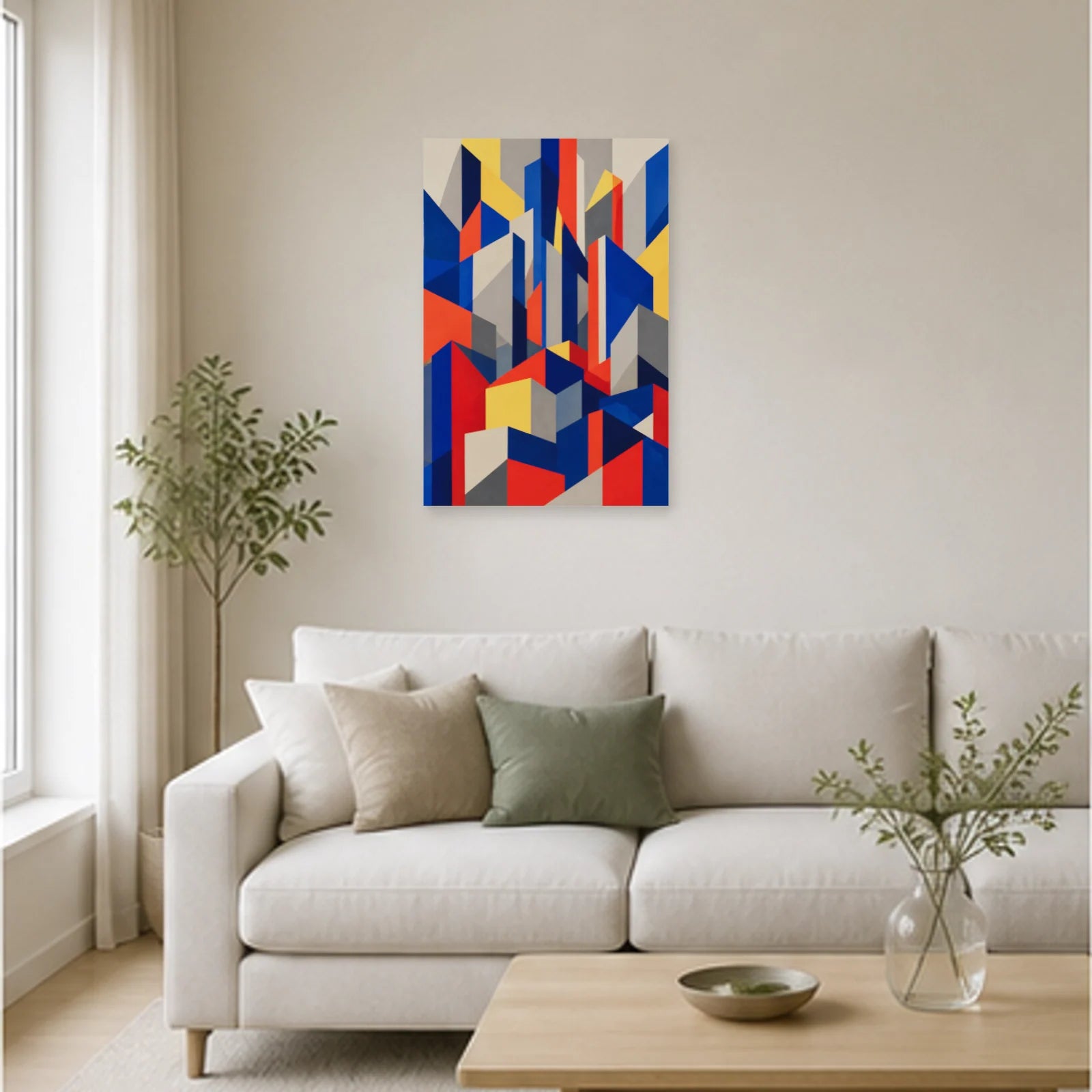 Affiche abstraite - Prisme urbain dans un salon - Art Virtuoso